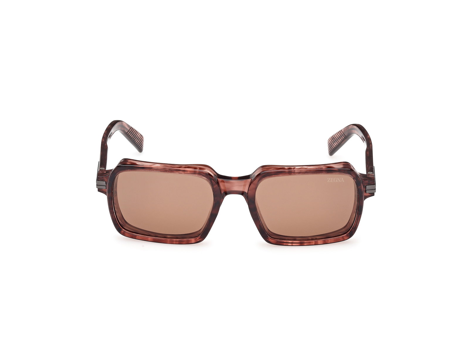Das Bild zeigt die Zegna Sonnenbrille 0254 bordeaux gestreift von vorne.